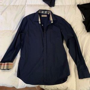 Burberry Mens Navy Dress Shirt (Size L)